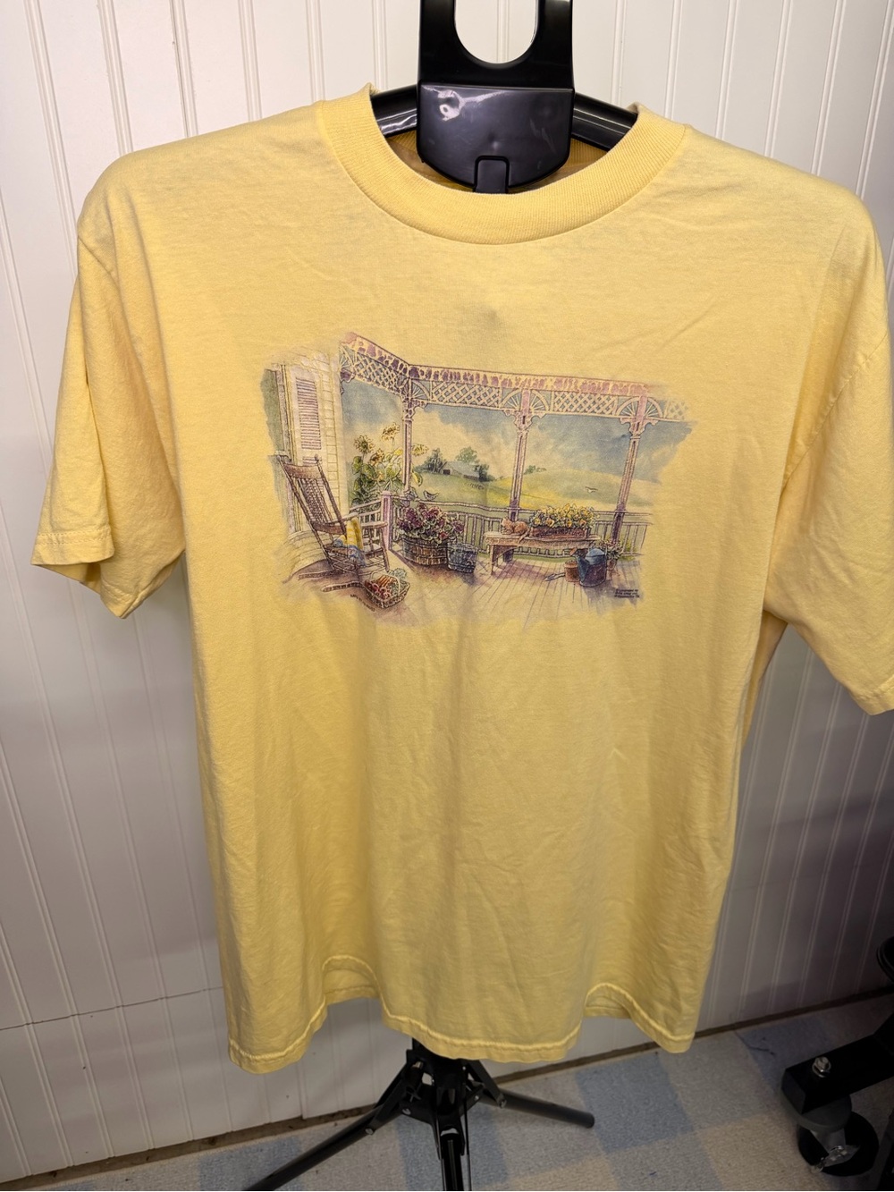 Yellow VINTAGE Graphic Tee - Scenic Porch Print